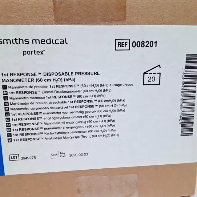 008201 SMITHS MEDICAL PORTEX - 60 cm H20 - HPA - 20/BOX - OPENED 1 FOR PIC - NEW 3