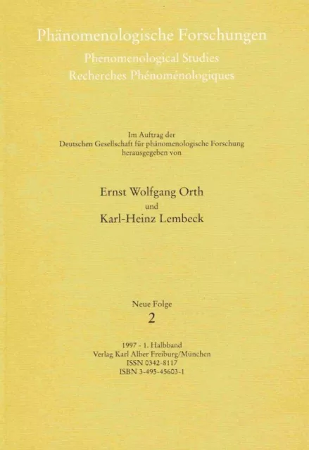 Lembeck, Orth [Hrsg.] Phänomenologische ForschungenPhenomenological Studies