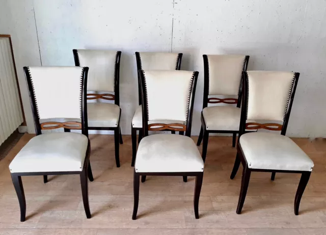 lot de 6 chaises art deco , dans le style de Osvalo Borsani des années 1940