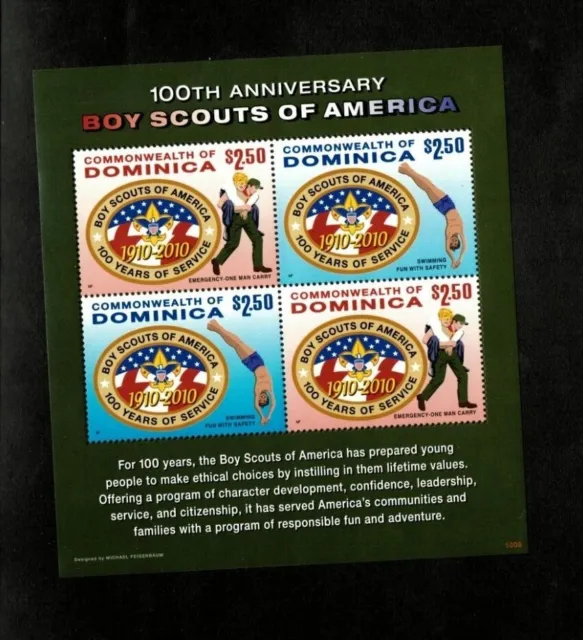 Dominica 2010 - Boy Scouts of America - Sheet of 4 stamps - Scott #2739 - MNH