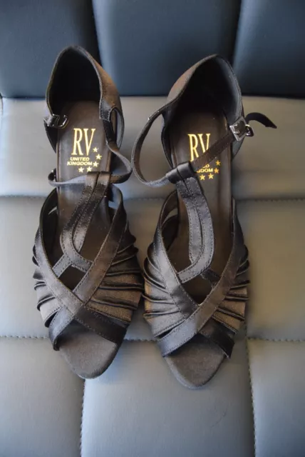 Black satin Roch Valley Flavia ballroom/latin dance shoes -size 4