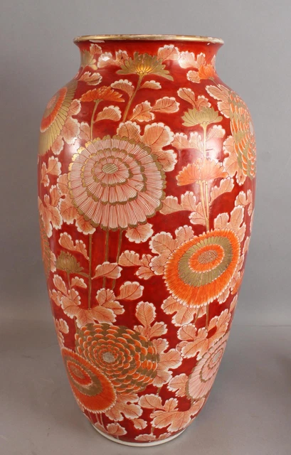 Large 21.5in Antique Japanese Export Hand Painted Kutani Meiji Porcelain Vase 4