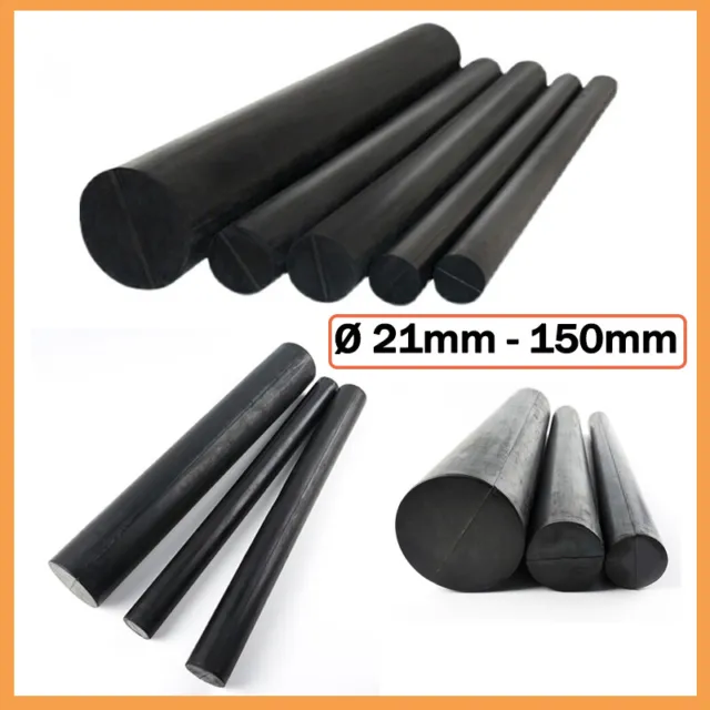 Ø 21mm-Ø120mm Black Solid Natural Rubber Round Rods Rod Material 40mm-500mm Long