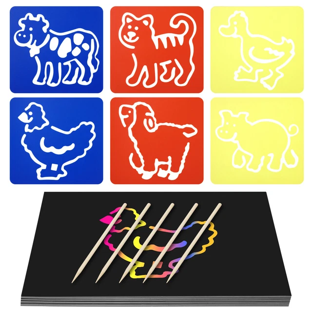 1 juego Scratch Rainbow Art Paper set hágalo usted mismo Craft Scratch papel arco iris arañazos