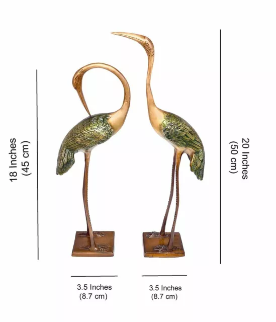 Love Cranes Pair Brass Flamingo Showpiece Figurine Statues Large 2