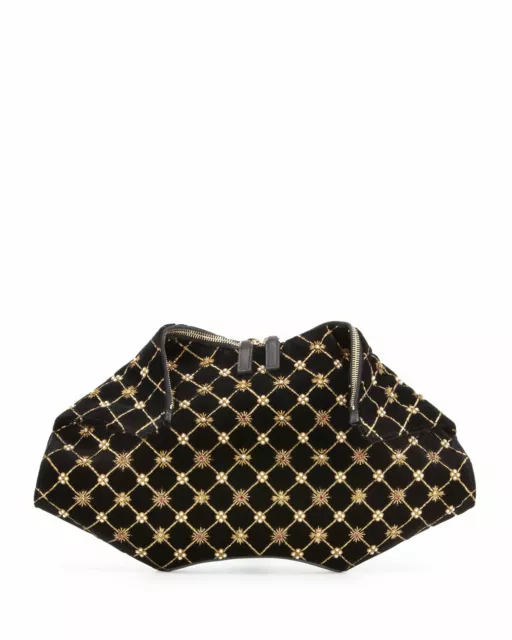 NWT 100% AUTH Alexander McQueen De-Manta Velvet Embroidered Clutch Bag $1995