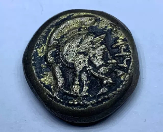 Very Rare Greek Tetradrachm Ar Stater & Athena Warrior King Silvered Coin 300 Bc