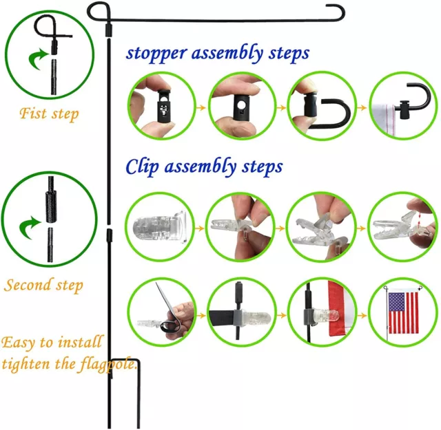 Wrought Iron Yard Garden Flag Stand Pole Black Post Outdoor Decor Holder Easy US 2