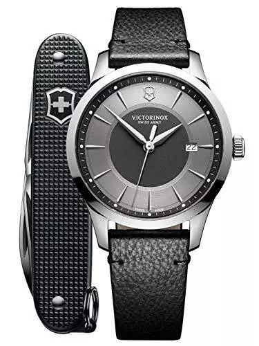 NEW VICTORINOX Alliance Men's 241804.1 Silver Quartz Watch with Knife MSRP $515