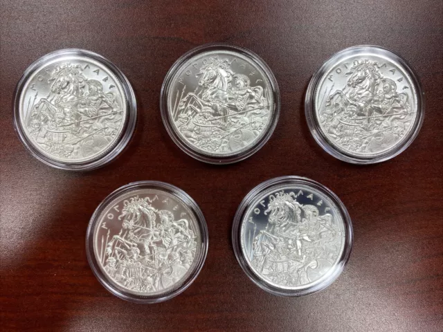 Lot of 5 - 1 oz. Silver Molon Labe Type VI Rounds - Intaglio Mint - In Capsules