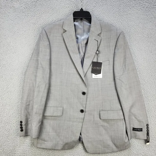 Lauren Ralph Lauren Lancaster Wool Suit Jacket Men's 42R Light Gray Sharkskin~