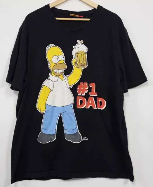 The Simpsons Mens Tshirt Size 3XL Black Homer Number One 1 Dad Graphic Casual
