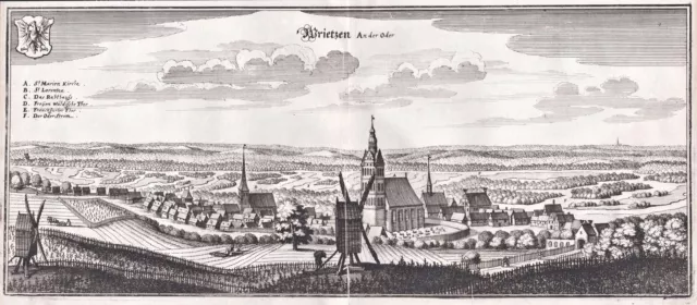 Wriezen Märkisch-Oderland Brandenburg Kupferstich engraving Merian 1650