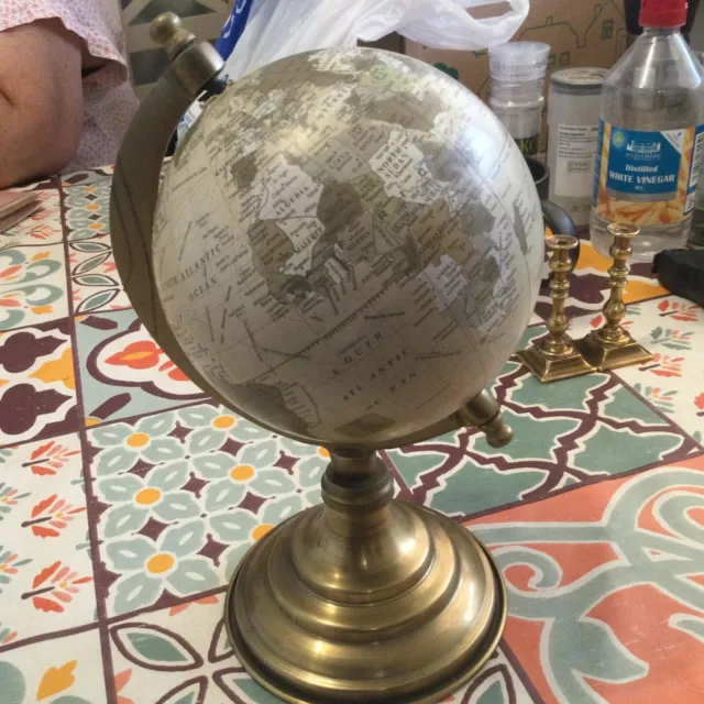 5 Inch Diameter World Globe Brass Frame
