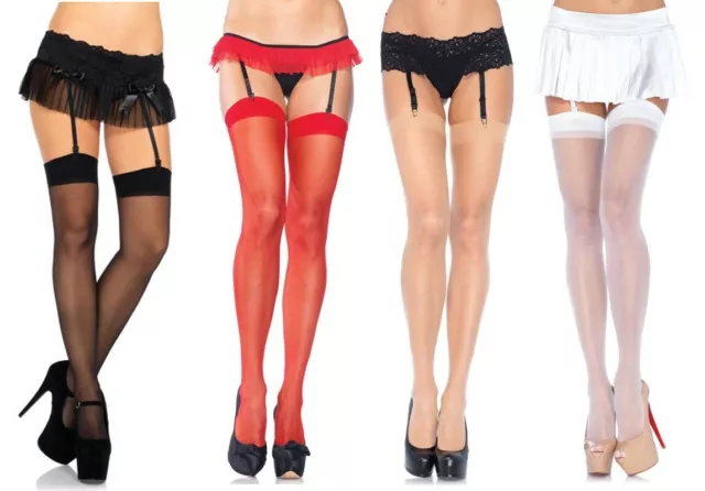 Leg Avenue Sheer Thigh high Plus Size Tall Stockings Black Nude Red