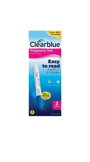 2 x Clearblue Pregnancy Fast and Easy to Read Results In 2 Minutes 100% Genuine