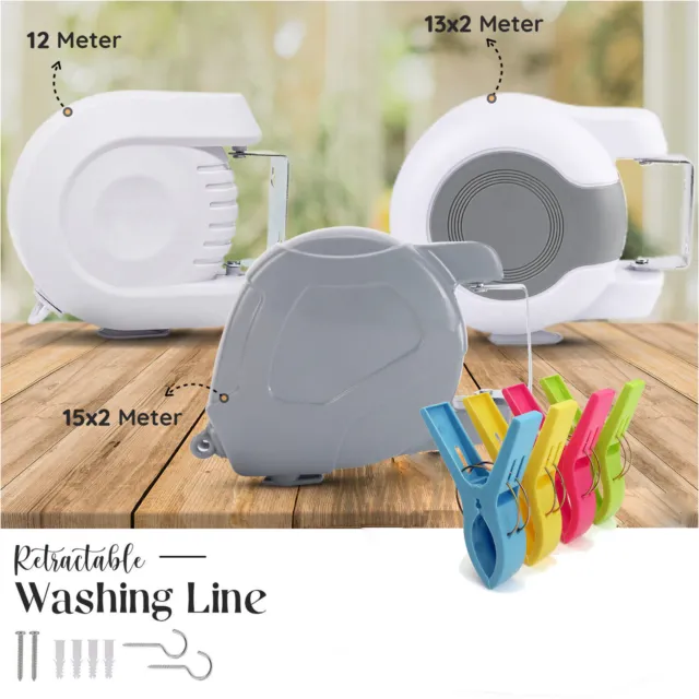 WALL HANGING CLOTHES LINE RETRACTABLE WASHING EXTENDABLE HEAVY