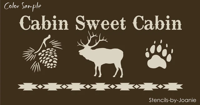Bear & Tree Paw Tracks Stencil – 9x12 Rustic Mountain Cabin DIY Sign, By Joanie