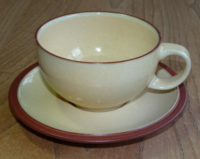 Denby JUICE Tea Cup & Saucer LEMON Yellow - Set of Four Cups & Saucers