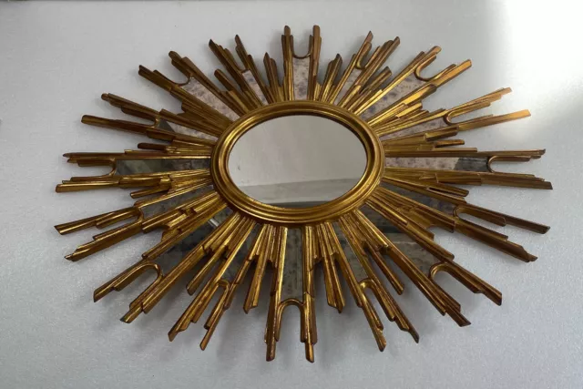 Miroir doré rond suspendu avec chaînette - diamètre 20cm