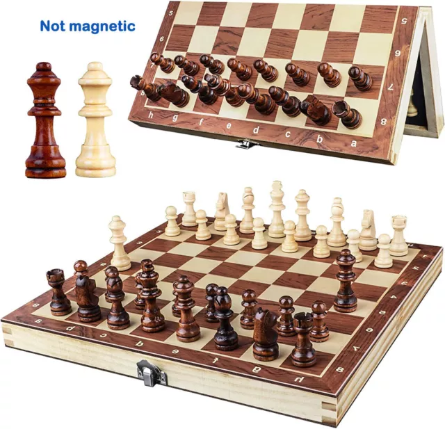 Large Chess Wooden Set Folding Chessboard Pieces Wood Board Chess Board 29x29cm