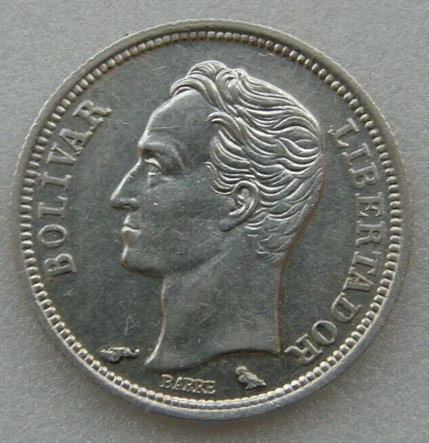 Venezuela UNC Coin 1/2 Bolivar ( 50 Centimos ) 1960 Silver .835 (Low Shipping)