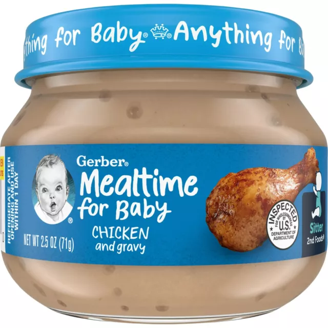 Gerber 2nd Foods Mealtime for Baby Baby Food, Chicken & Gravy, 2.5-oz Jar