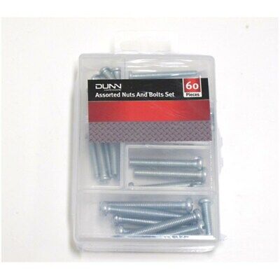 60 Pieces Assorted Nuts & Bolts Set Screws Bulk Lot Hardware Silver