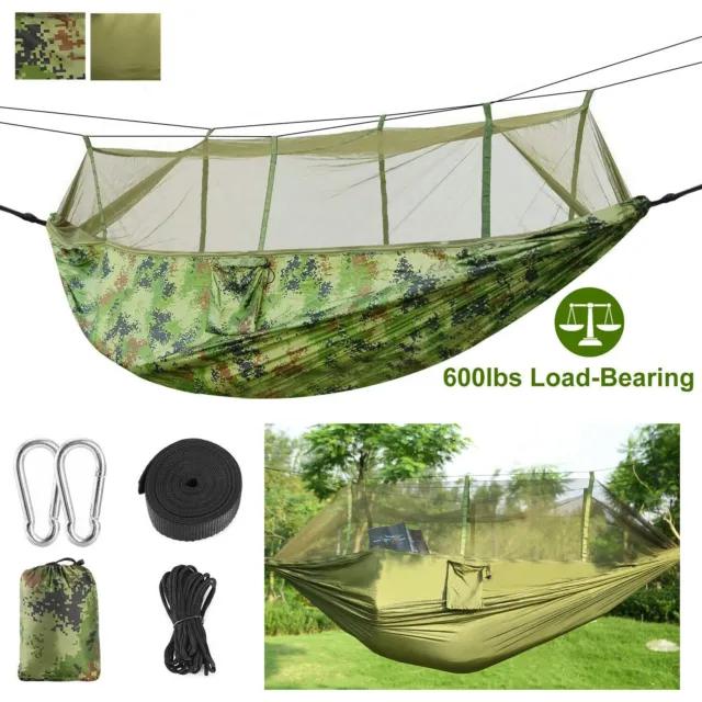 Double Person Camping Tent Hanging Hammock Bed w/Mosquito Net Portable Hammock