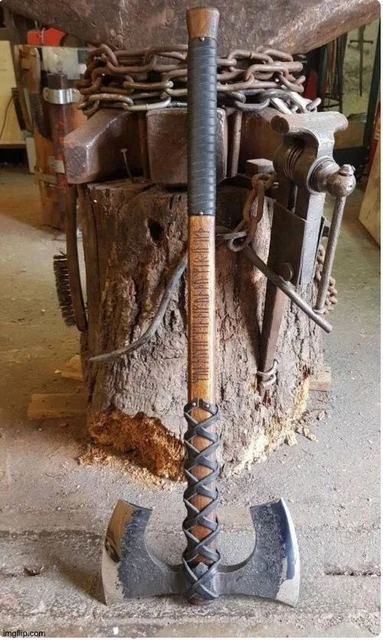 Hand Forged Carbon Steel Hunting Double Head Viking Axe Tomahawk Tactical Axe