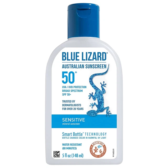 BLUE LIZARD Sensitive Mineral Sunscreen with Zinc Oxide, SPF 50+ Water Resistant