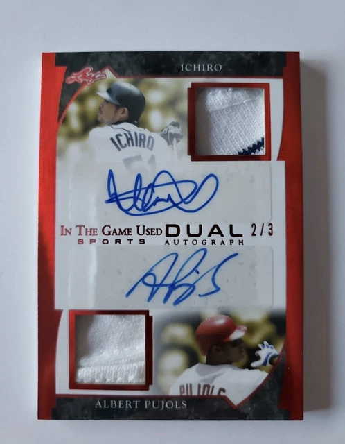 🔥2022 Leaf In The Game Used Ichiro Suzuki Albert Pujols /3 Dual Patch Auto🔥🔥