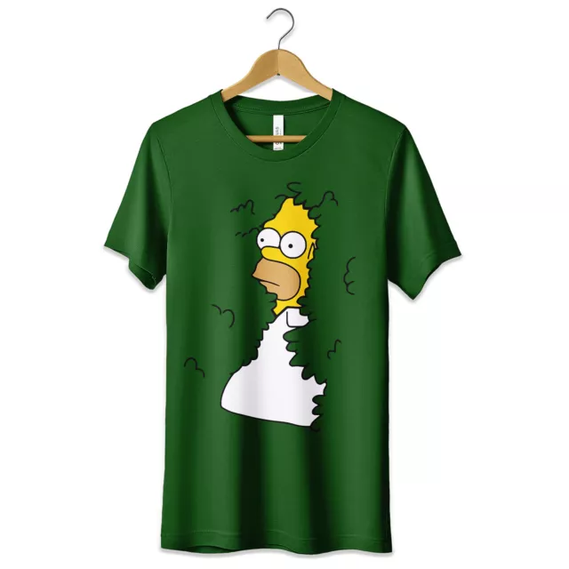 T-Shirt Maglietta Homer Simpson Divertente Cespuglio Tshirt Verde S M L XL XXL