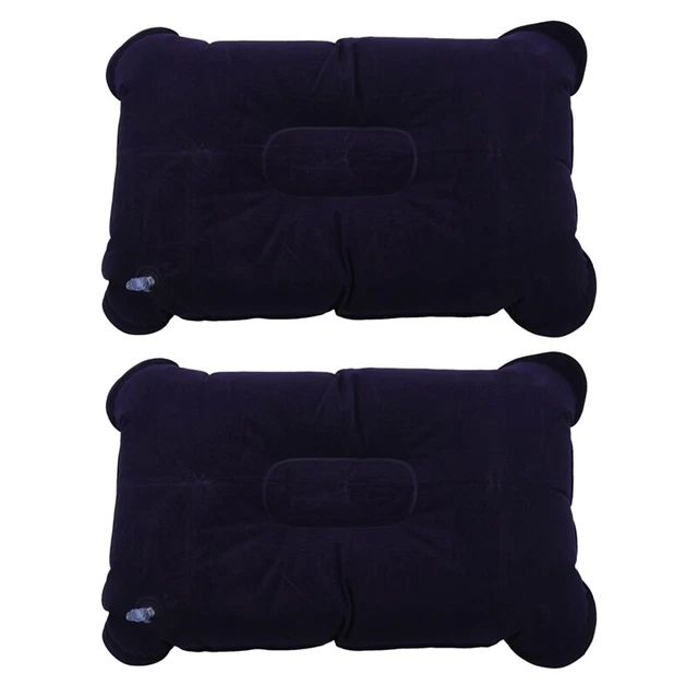 2Xdoor Portable Folding Air Inflatable Pillow  Sided Flocking Cushion Dark  Z6T8