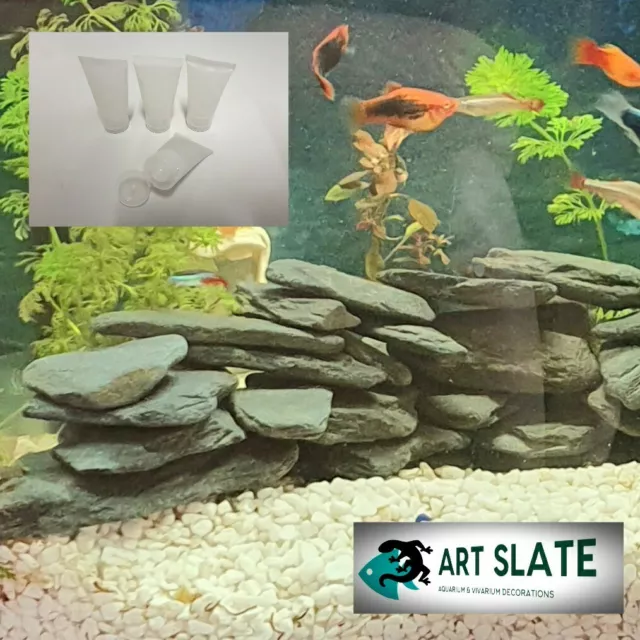 ART SLATE 2KG Fish Tan Aquarium Natural Stones medium Dark Decoration with  glue £11.99 - PicClick UK