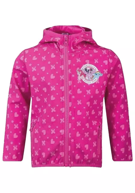 Kids Girls My Little Pony Soft Shell Zip Jacket Pink Hooded Zipped Pockets Lined