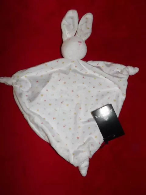 Doudou Plat BOUCHARA EURODIF Lapin Blanc Etoile Coeur Rose Orange Neuf Etiqueté