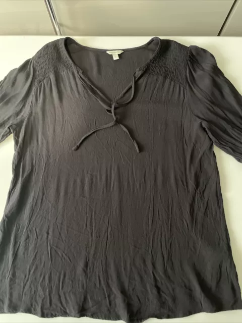 Monsoon Womens Top Tunic Size L (UK 14-16) Black Short Sleeve Blouse