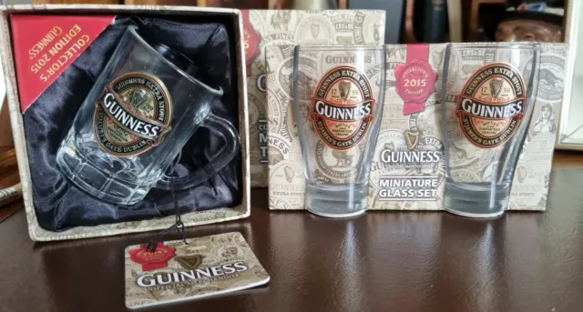 Rare 2015 GUINNESS Collectors Edition Miniature Glass Tankard and glass set New!