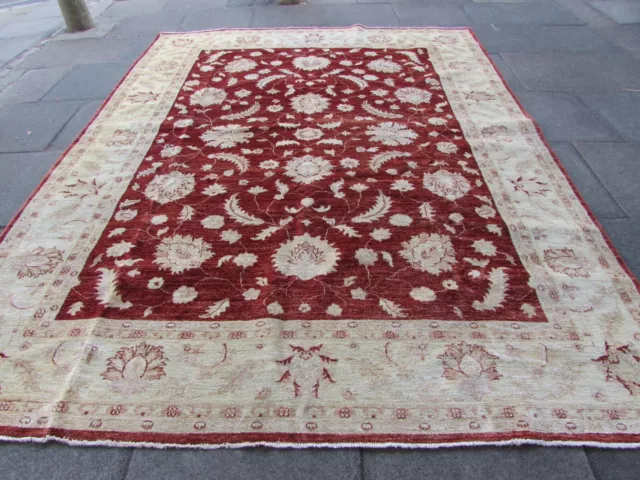 Vintage Traditional Hand Made Afghan Oriental Wool Red Large Carpet 328x247cm