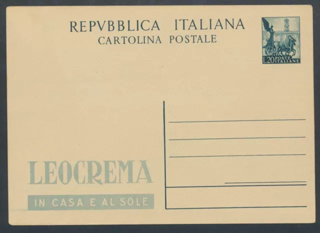 1951 Repubblica - C 143 - R9/3 - Quadriga, Cartolina Postale, L 20 verde scuro,