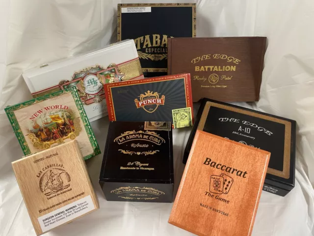 Lot of 8 Premium Cigar Boxes - Random Selection decorative wooden and hard board