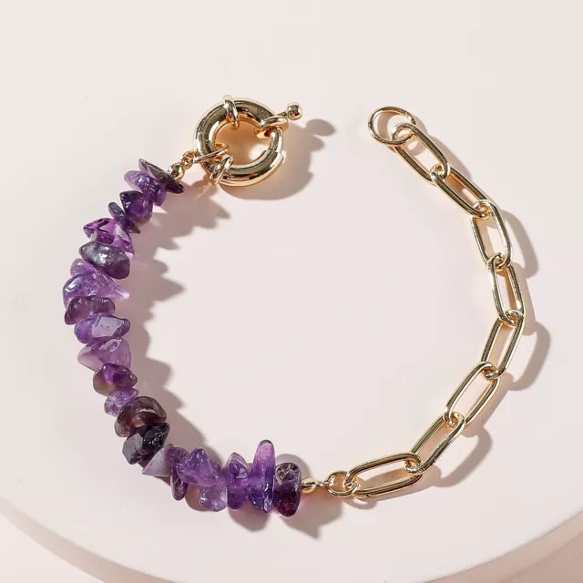 Qingdao Daiwei Jewelry Rough Stone Crystal Amethyst Stone Chain Bracelet USA FRE
