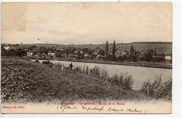 VINCELLES - Marne - CPA 51 - vue generale - bords de la Marne