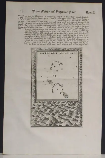 Antarctic Stars 1732 Churchill Unusual Antique Copper Engraved Celestial Chart