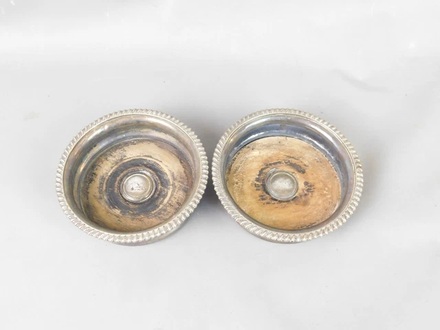 Georgian Pair Of Sheffield Plate Bottle Coasters Antique c1820 Lion Crest