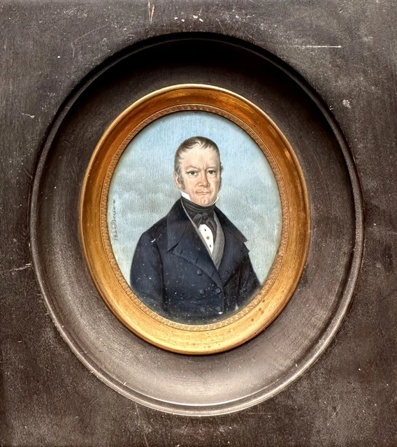 Portrait Miniature Ancien Signé - élégante - Occasion - Art Vintage