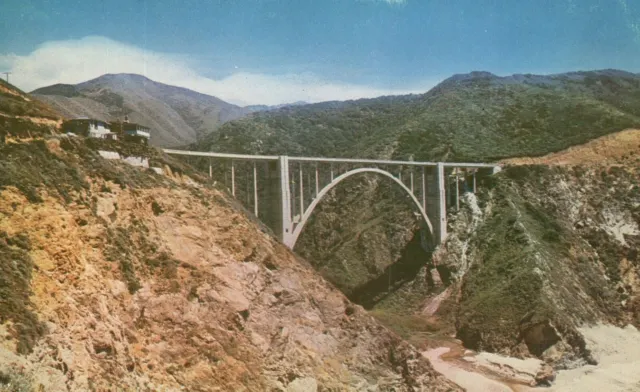 Vintage Postcard Bixby Creek Bridge Highest Concrete Single Arch Bridge Calif.