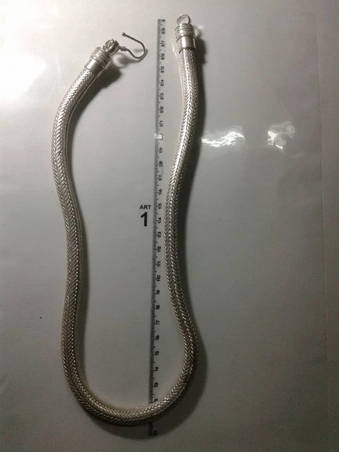Collier Serpent En Laiton Argenté Indien - 52 Cm, 240g, Style Ethnique