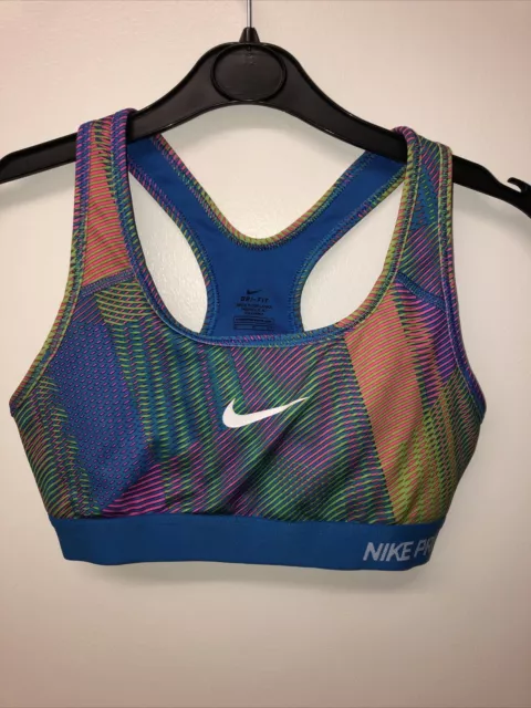 Nike Pro Dri FIt Womens XS Sports Bra Purple Orange Gym No Padding 